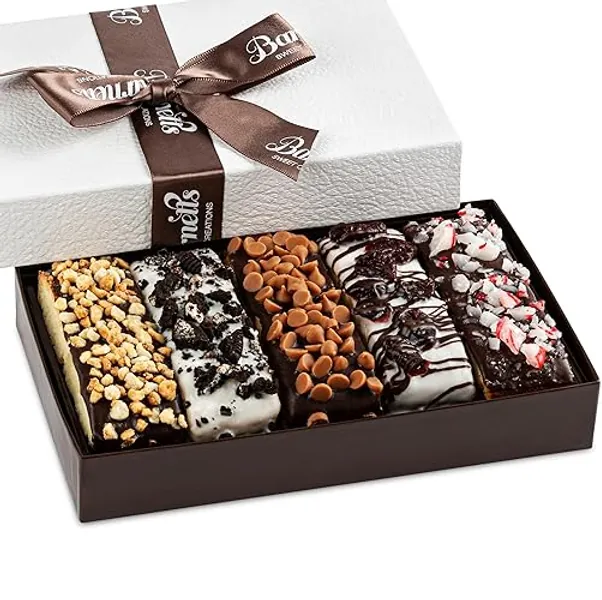 5 Valentines Chocolate Biscotti Gift Box, Gourmet Cookie Gift Basket for Food Delivery, Fancy Cookies Gift Ideas for Women, Men, Wife Girlfriend - Mini