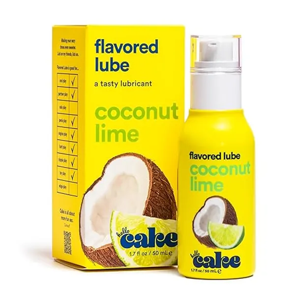 Hello Cake Coconut Lime Flavored Personal Lubricant - Water-Based Lube - No Aftertaste, Easy Clean-Up - Vegan, Sugar-Free, Gluten-Free, & Hormone-Free - 1.7 fl oz - Coconut Lime
