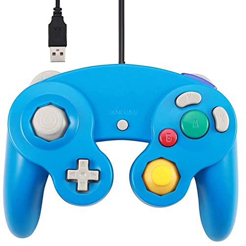 Arrocent GC Controller, Replacement for Gamecube Controller, Compatible with Wired USB Game Cube Controller/PC Windows 7 8 10 PC (Blue) - Blue