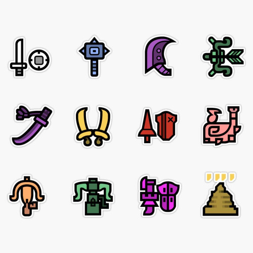 Monster Hunter Weapon Icons Vinyl Waterproof Sticker Decal Car Laptop Wall Window Bumper Sticker 5" - 