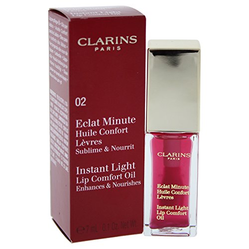 Clarins Instant Light Lip Comfort Oil 02, raspberry, 7 ml - 02 raspberry - 7 ml (Pack of 1)