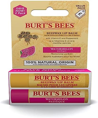 Burt's Bees Lip Balm Multipack, Lip Balm Set With Beeswax & Watermelon, With Vitamin E, Value Duo Pack, 2x4.25g - Beeswax and Watermelon
