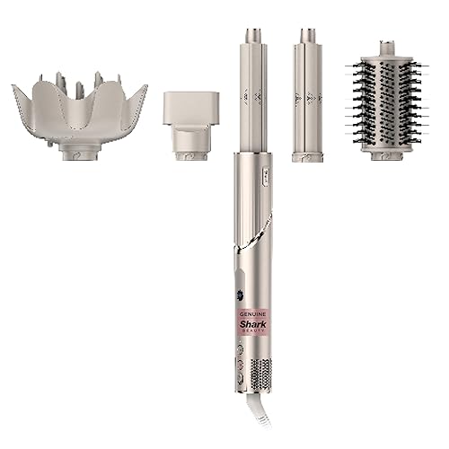 Shark HD435 FlexStyle Air Styling & Drying System, Powerful Hair Blow Dryer & Multi-Styler with Auto-Wrap Curlers, Curl-Defining Diffuser, Oval Brush, & Concentrator Attachment, Stone - FlexStyle-Curly & Coily Hair