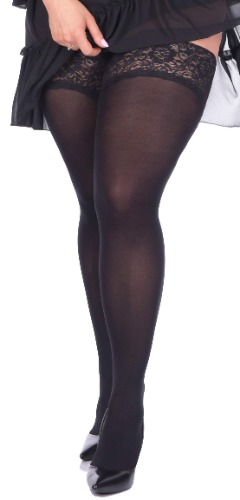 40 Denier Hold-Ups with a Slim Lace Top in Plus Size