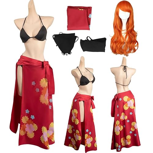 MFeHOR Nami Cosplay Costume Nami Dress Swimsuit Uniform Dress Outfit With Wig - Costume+wig - X-Small