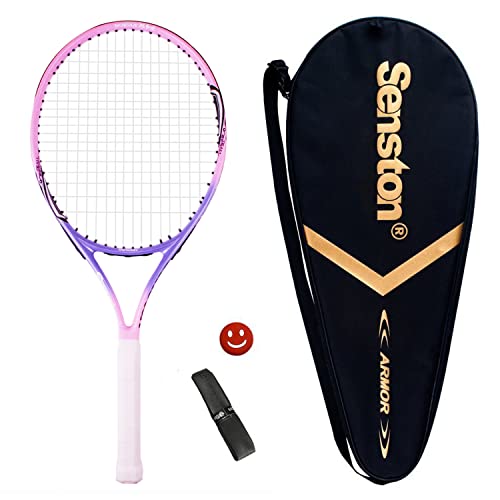 Senston Tennisschläger 19/23/25 One-Piece-Design Tennis Schläger Set mit Tennistasche,Overgrip,Vibrationsdämpfer - Rosa - 19 Inch