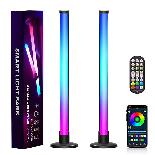 bedee Smart LED Lightbar, 42cm RGB Ambient Lampe mit Multi-Modi und Musik Sync, TV Hintergrundbeleuchtung Lights, Dimmbare Leuchte mit fernbedienung für Gaming, PC, Deko, 2er Pack - 180°beleuchtung - 42cm