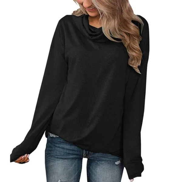 Womens Long Sleeve Casual Sweatshirts Cowl Neck Jumper Top for Winter Autumn