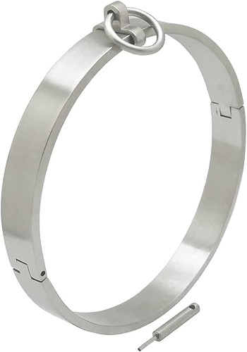 ACECHANNEL Stainless Steel Lockable Collar Necklace Choker Women Men Choker Torque