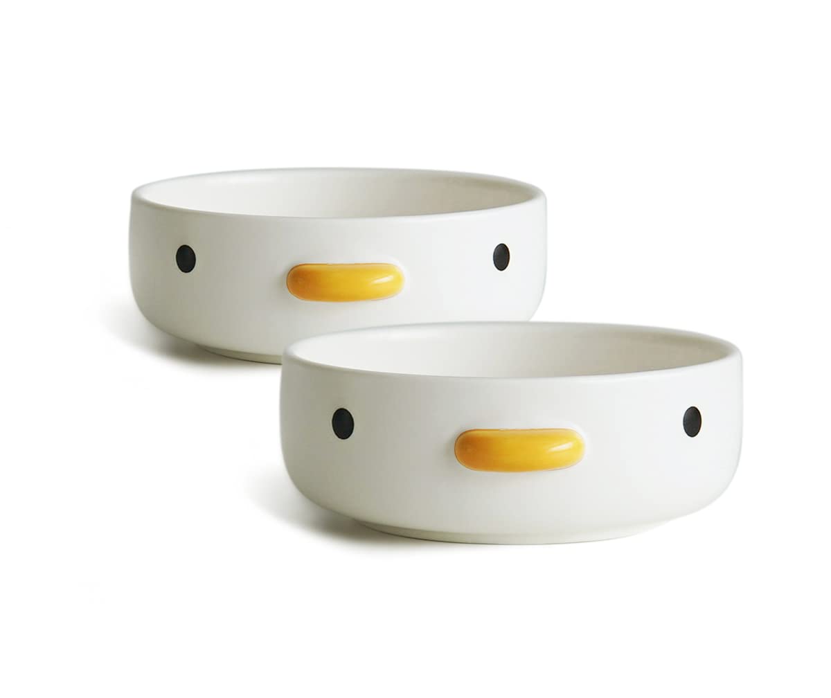 PURROOM Funny Cute Chick Plates, 3.5in Mini Dessert Plates - 2 Pieces, Handmade Glaze Duck Safety Ceramics Sauce Plate, Hamster Bowl, Bird Food Bowl.