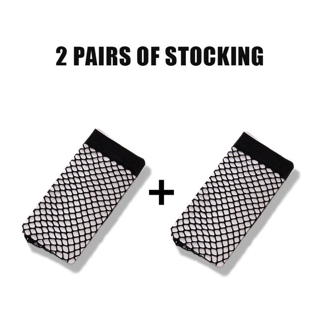 Fishnet Transparent Stockings - 2 pairs of black / One Size