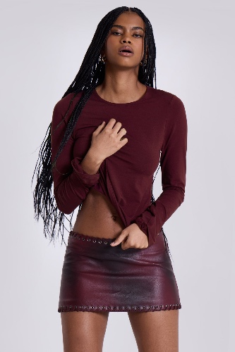 Burgundy Mist Long Sleeve Top | XS / Burgundy