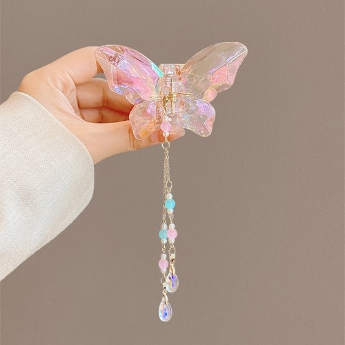Crystal Butterfly Claw Hair Clip - Pink