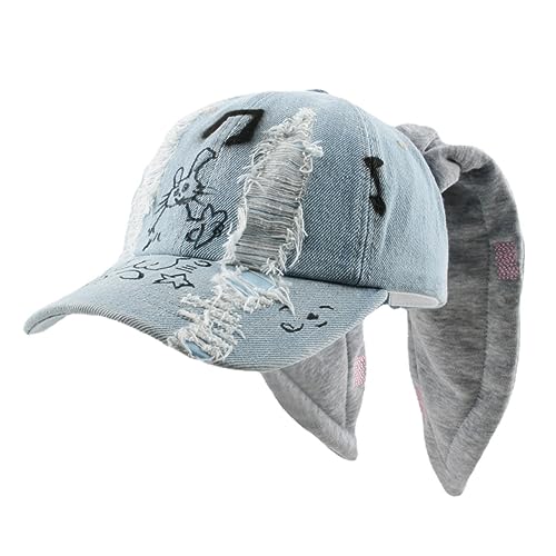 OMLAMP Y2k Hats New Jeans Bunny Ears Hat Kpop Outfits for Women Woman's Baseball Cap Hip-hop Beanies Grunge Girl Caps - One Size - Music Bunny