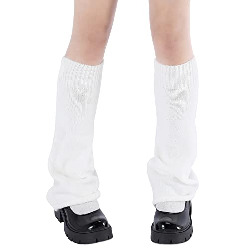 Komorebi Leg Warmers Y2K Kawaii Leg Warmers for Girl Women Cute Knitted Socks Y2K Harajuku Goth Accessories - Pure White - One Size