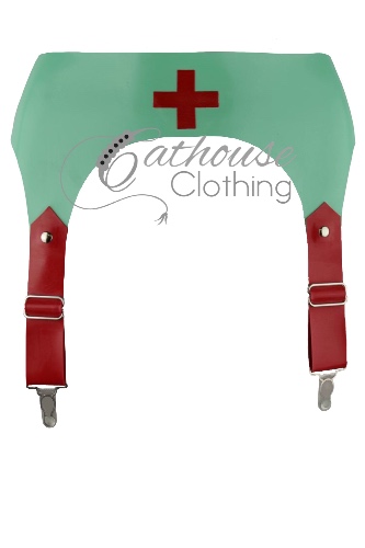 Clinic Suspender belt | Small / Jade Green & Red