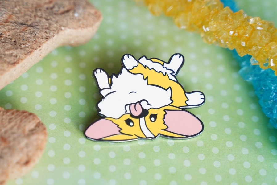 Corgi Enamel Pins - Flopped