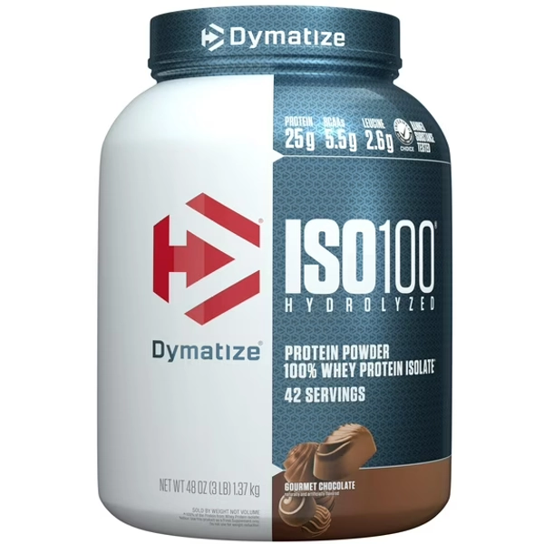 Dymatize ISO100 Hydrolyzed Whey Isolate Protein Powder, 25g Protein, Gourmet Chocolate, 3 Lbs
