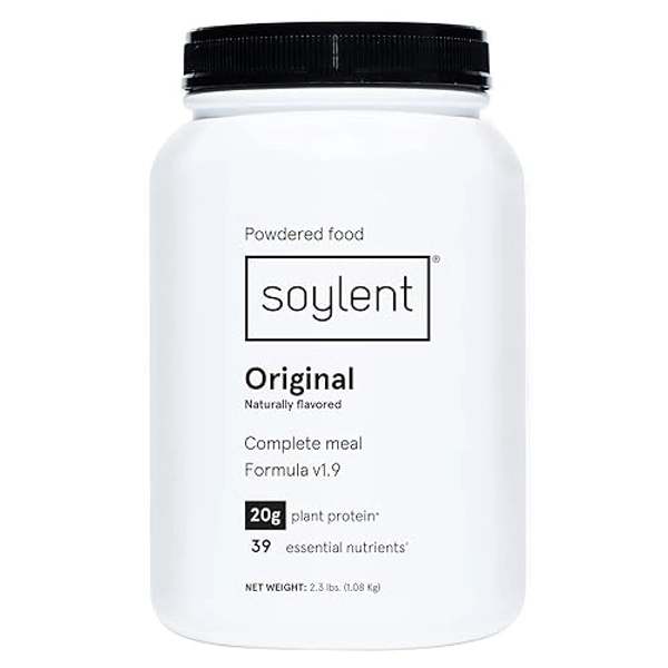 Soylent Complete Nutrition Meal Replacement Protein Powder, Original - Plant Based Vegan Protein, 39 Essential Nutrients - 36.8oz