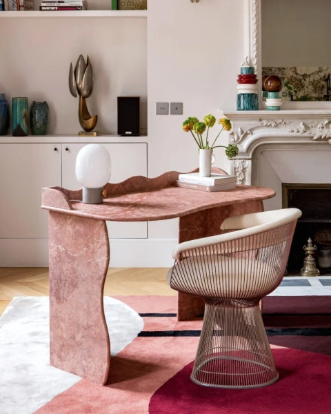Pink travertine desk