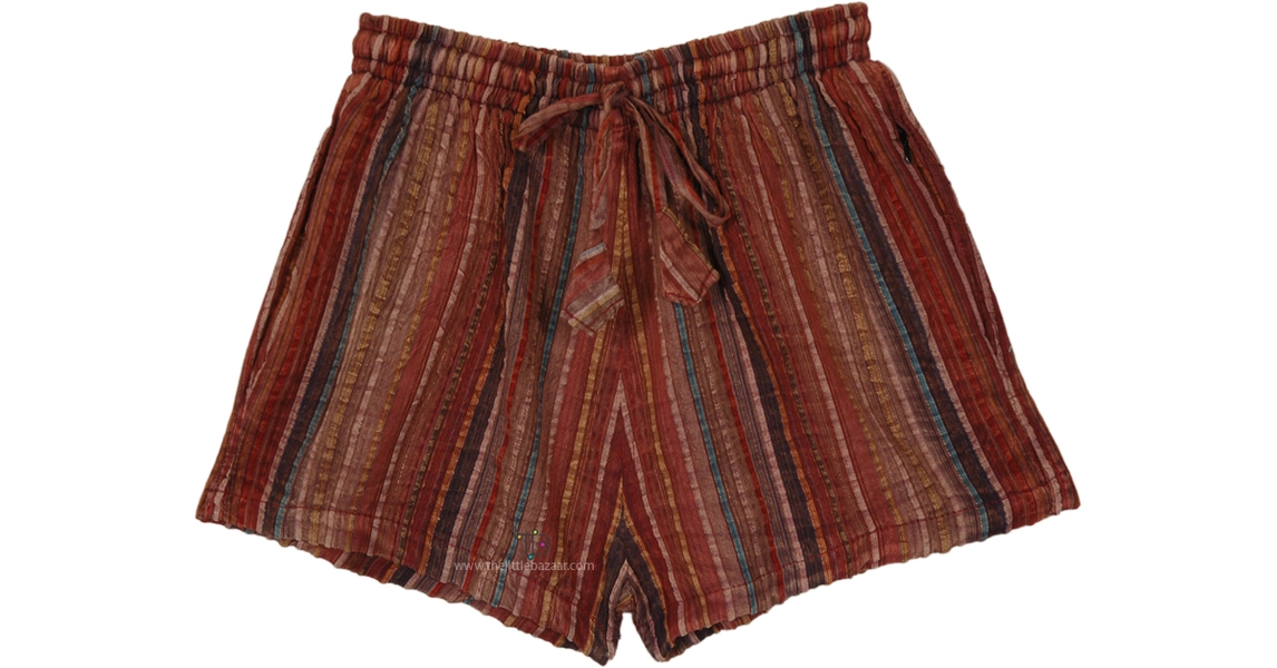 Woody Vintage Striped Bohemian Shorts