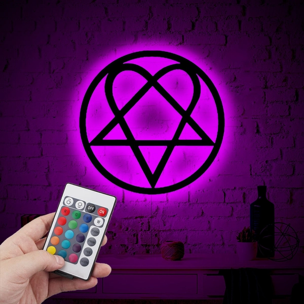Heartagram Neon Led Wall Art, HIM Fan Gift, Ville Valo Fans, Heartagram Wall Sign, Pentegram Music Band, Heartagram Gifts, HIM Merch