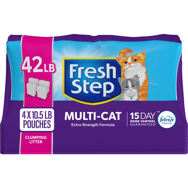 Fresh Step Multi-Cat Extra Strength Scented Clumping Cat Litter with Febreze Freshness, 42 lbs.