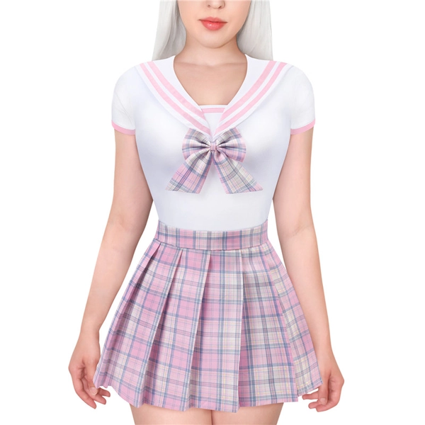 Magical Girl Pastel Plaid Onesie Skirt Set Pink - LittleForBig Cute & Sexy Products