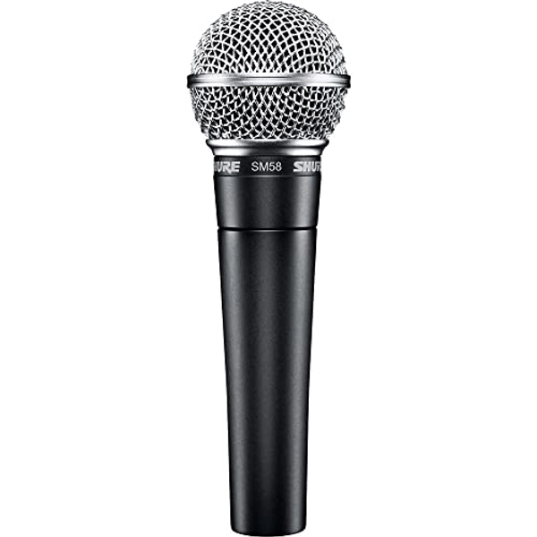 Shure SM58-LC Dynamisches Gesangsmikrofon mit Nierencharakteristik, pneumatischer Stoßdämpfer, integriertem Poppfilter, A25D Mikrofonklammer, 3-poligem XLR-Anschluss, ohne Kabel (SM58-LCE)