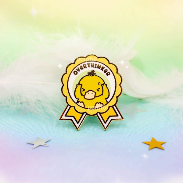 Cute Psyduck Pin / Kawaii Psyduck Pokemon Enamel Pin / Overthinker Overthinking Enamel Pin / Anxiety Depression Pin / Mental Health Pin