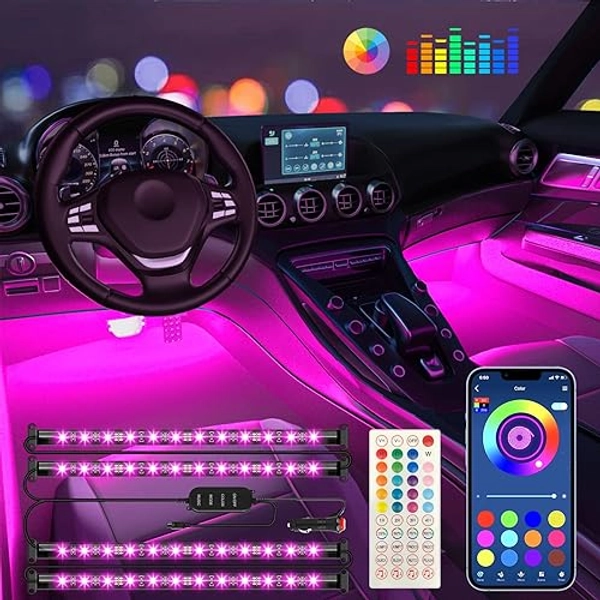 Interior Car Lights Keepsmile Car Accessories APP Control with Remote Music Sync Color Change RGB Under Dash Car Lighting with Charger 12V LED Lights