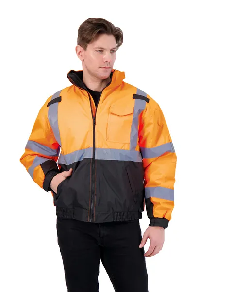 Bass Creek Outfitters Men’s Safety Jacket – ANSI Class 3 High Visibility Workwear Coat - Orange X-Large