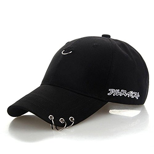 Amkun Kugelsichere Baseballkappe Version K-Pop Style Snapback Hat - Einheitsgröße - Ring Hip Hop Hat Black