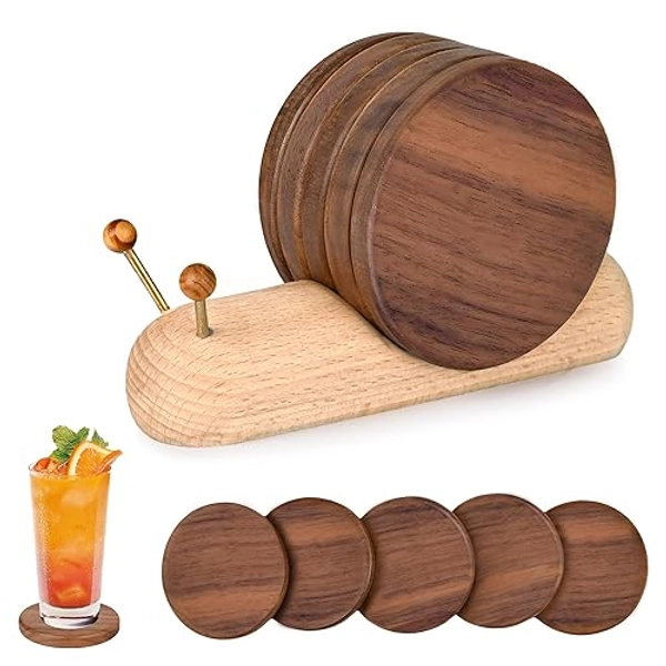 Wooden Coasters for Drinks Funny Coasters Cute Coasters Funny Gifts Unique Cute Small Gifts House Warming Gifts New Home Decor Table Decor Weird Stuff Gifts for Mom Upgraded Dia (3.5 * 3.5 inches)