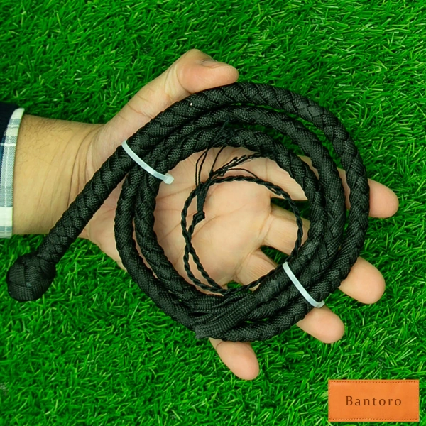Mini Pocket Whip – 3ft Little Snapper | Handcrafted Nylon Paracord Whip Black with Leather Core | Compact, Flexible & Loud Crack
