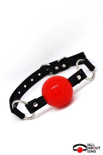 Red Silicon Ball Gag with PVC black strap -Lockable -Vegan | 45 mm - 1.77 in / Normal