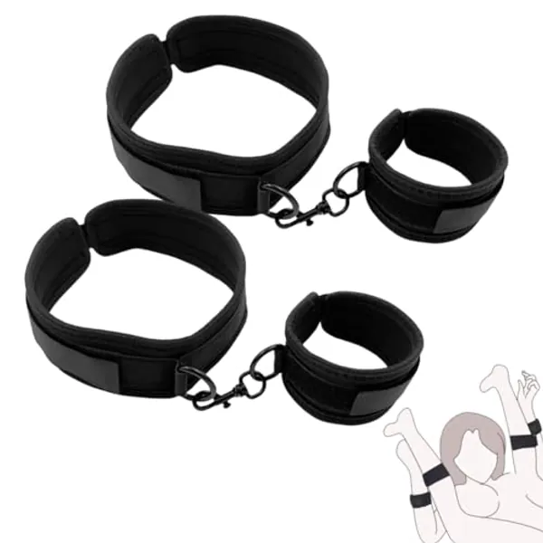 Thigh Wrist Cuffs Restraints Handcuffs BDSM Sex Toys for Women Leg Straps Tie Set Bondage for Couples SM Games [Upgraded]
