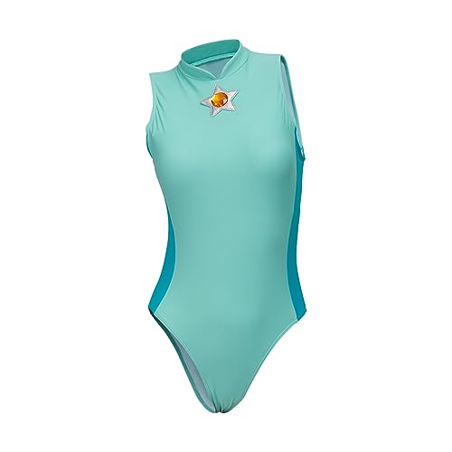 iSHOWcos Princess Peach Cosplay Swimsuit Pink Peach Costume Swimwear Bathing Suit Sexy Jumpsuit Halloween Bodysuit - Large - Blue