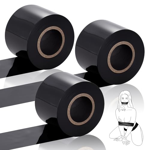 BDSM Bondage Restraints Tape Set – UTIMI Adult Toy Sexual Restraint Tape Reusable Pull-up Binding PVC Static Electrostatic Tapes for Couples 82ft, Black - Black