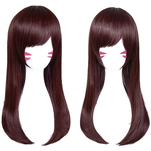 DAZCOS Game Cosplay Wig Straight Brown Hair 65 cm (Brown) - Brown