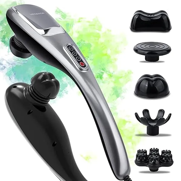 MEGAWISE Massager Handheld Deep Tissue Neck Back Massager for Shoulders, Waist, Legs, 3600 RPM Powerful Motor Electric Neck Massager with 5 Nodes & 5 Speeds, A Little Heavy