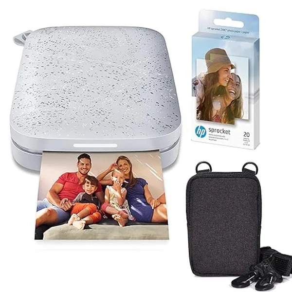 HP Sprocket Portable 2x3 Instant Color Photo Printer (Luna Pearl) Zink Paper Bundle - Luna Pearl - Zink Paper Bundle