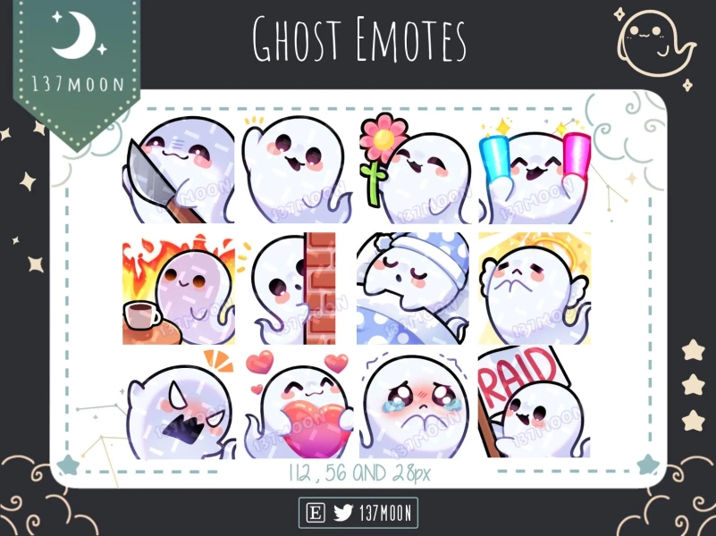 Cute Ghost Emotes for Twitch