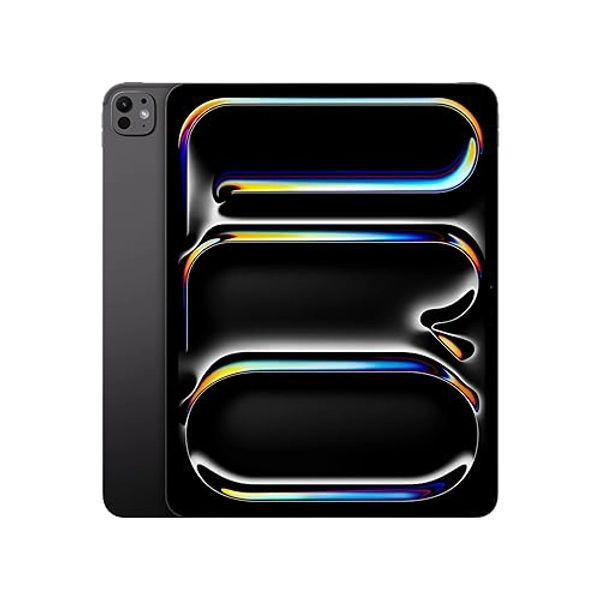 Apple iPad Pro 13 (M4) : Écran Ultra Retina XDR, 512 Go, Caméra Avant 12 Mpx Horizontale/Appareil Photo arrière 12 Mpx, Scanner LiDAR, Wi-FI 6E, Autonomie d’Une journée, Verre Standard - Noir sidéral