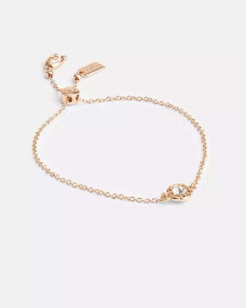 Rose Gold Halo Tea Rose Slider Bracelet