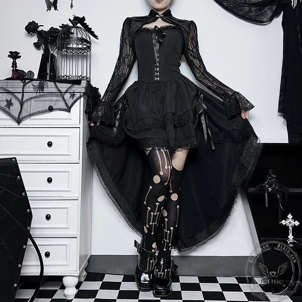 Gothic Lace Polyester Corset Dress