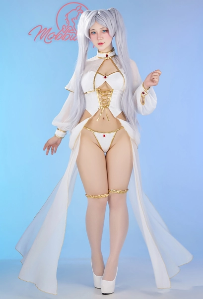 Frieren Derivative Sexy Lingerie Set Top Skirt and Cape with Panty and Thigh-high Stockings