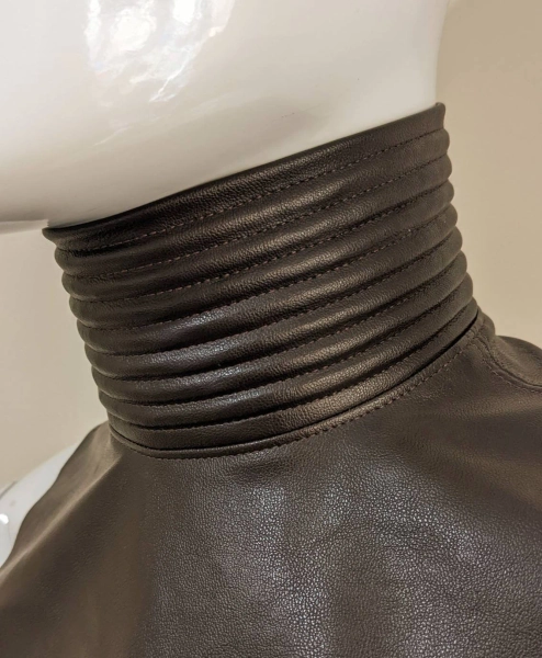 Custom-Fit Neckseal Mandalorian-Inspired Dark Brown Faux Leather with Zipper or Velcro โ Made to Measure, Multiple Colors Available