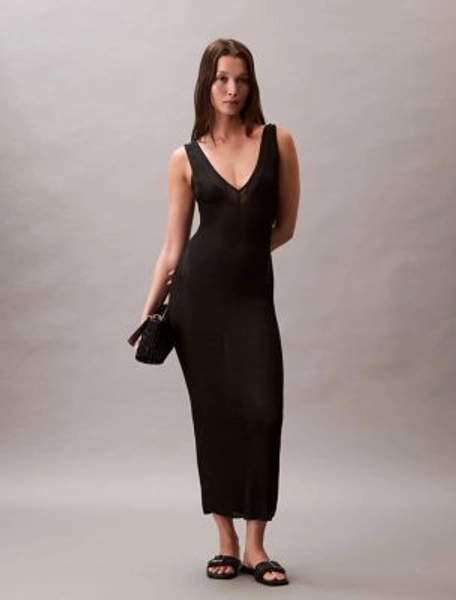 Viscose Ribbed Midi Dress