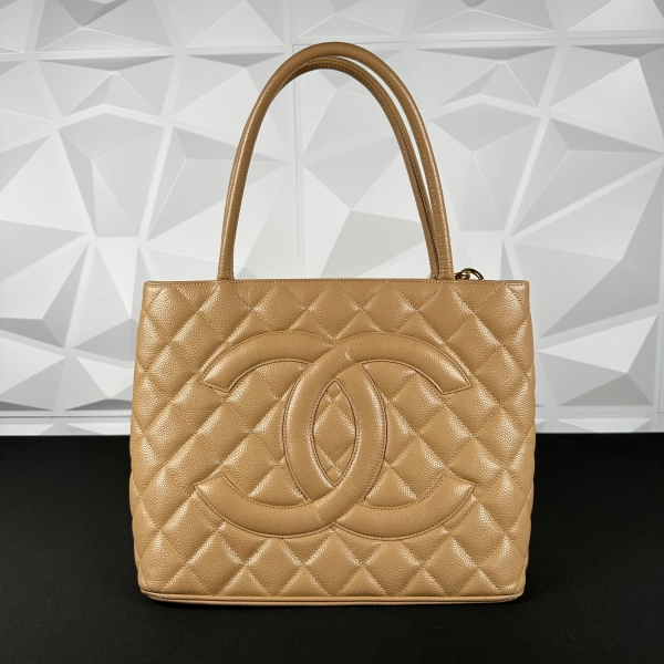 Chanel Beige Caviar Medallion Tote (Pre-loved)